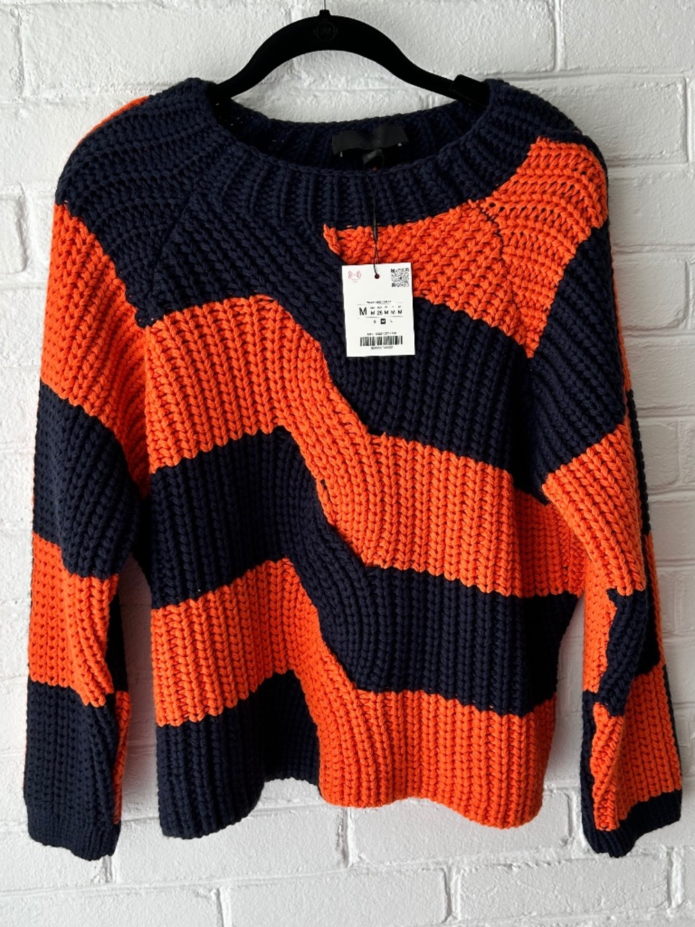 NWT Zara Orange and Navy Striped Sweater - Large